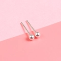 S925 sterling silver ball stud earrings with polished finish on a pink background - 925 Silver / 3MM Round Ball (Silver)