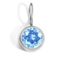 8mm silver birthstone pendant with light blue round cut crystal in bezel setting - Silver - March Light Blue