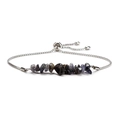 Detail of adjustable silver box chain with natural purple and black crushed stones - Steel & Grey Agate
