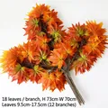 Artificial maple branch with 18 autumn orange leaves for landscaping decoration - Premium Glue-coated Maple Style B