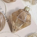 Champagne gold diamond shaped Christmas glass ornament with metallic glitter finish - Retro Gradient Champagne Gold Diamond 7*9.5CM