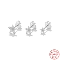 Macro shot of three S925 sterling silver starfish stud earrings with 925 hallmarks - 925 Silver / Starfish Platinum (#3 Platinum)