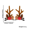 Christmas reindeer antler hair clips with pine cones and mushrooms, size 7.6cm by 4.9cm - Hairball Mushroom Pine Cone Brown Antler