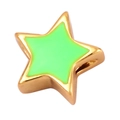Star-shaped bead with neon green enamel inlay and gold-plated metal borders - Star-Fluorescent Green