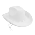 Classic white wide brim western cowboy hat with adjustable drawstring for party - Adult / White