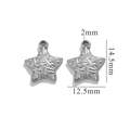 Star-shaped stainless steel pendant 14.5x12.5mm silver charm with 2mm hanging hole - Star Shape-Steel Color