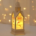 Off-white Christmas lantern with snowman print and warm glowing internal LED light - Off-white Snowman