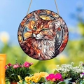 Détail de décoration de jardin en acrylique avec motif de chat à poils longs coloré - Chat à Poils Longs (18)