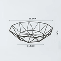 Moderner schwarzer geometrischer Obstkorb aus Metall mit Maßangaben im Detail - Zehneckiger Obstkorb - Schwarz