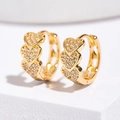 Luxury gold plated heart hoop earrings with micro-paved sparkling cubic zirconia stones - Gold