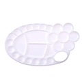 White oval PP plastic palette with thumb hole and petal shaped mixing slots for painting - Large Flower Palette / 23*13cm