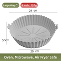 Large gray silicone air fryer liner 24cm with wave edges and non-stick oil-conducting ribs - L (8 Inch) / Gray