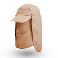 Khaki Outdoor-Sonnenhut mit abnehmbarem Gesichtsschutz und Nackenschutz für UV-Schutz - Khaki