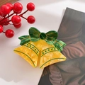 Pinza per capelli a campana di Natale con texture ambra, fiocco verde e marmo - Campana di Natale Verde