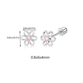 Pink flower stud earrings in silver finish with 0.8cm diameter and detailed dimensions - Pink Rhinestone Flower / 8mm