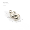 Polished silver 304 stainless steel bubble letter S charm pendant for jewelry - Letter S / Steel