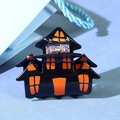 Pinza de pelo de casa encantada de Halloween en negro y naranja para peinados - Naranja