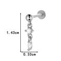 Silver labret stud earring with dangling marquise zircon stones and titanium post - Double Stone Cross Style (0195-7#) / Silver