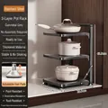 Three-tier gunmetal grey kitchen pot rack with adjustable shelves for cabinet storage - 3-Layer / Gunmetal