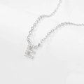 925 sterling silver letter E pendant necklace with sparkling clear cubic zirconia - E-Necklace-Silver