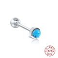 Macro view of S925 sterling silver screw back stud earring with turquoise stone inlay - Style 29 (Single) - Turquoise