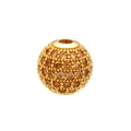 Macro shot of a golden spherical bead paved with brown micro-set cubic zirconia crystals - 6mm / Gold Champagne Stone