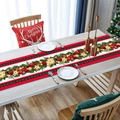 Detailed Christmas table runner with pine cones and poinsettia in a festive dining set - Style 5