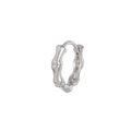 Silver bamboo-shaped circular hoop earrings with minimalist metal segments - Bamboo Joint / Silver