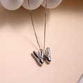 Polished silver puffy letter W pendant necklace with elegant box chain for women - Letter W - Silver