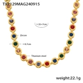 Gold plated titanium steel necklace with colorful cubic zirconia stones and 35+7cm chain - Gold Color Multicolor Zirconia Necklace