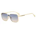 Quadratische Metall-Sonnenbrille für Herren mit blau-orangefarbenem Verlaufsglas - Goldener Rahmen Blau Tee Glas