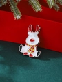 Broche de Noël renne mignon avec écharpe rayée rouge et finition en métal argenté - Renne (6096)