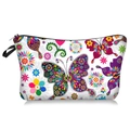 Travel makeup bag featuring vibrant ethnic butterfly and floral print with black handle - Ethnic Style Butterfly Floral Color Print (jiaying0154)