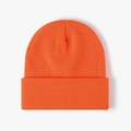 Classic orange knitted beanie hat in a minimalist double-layer warm winter style - 4-Seam Fluorescent Orange