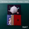 Style F 3D Christmas card set with Santa popup, red envelope and gold sticker - Style F (White Animals Combo)