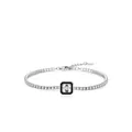 Sterling silver tennis bracelet featuring black enamel square pendant and zircons - Square Style (RHB2087)