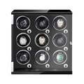 Watch winder for 9 automatic watches in elegant black piano finish and wood case - 9 Slots / Black Lacquer & Black PU