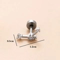Silver branch cartilage stud earring with micro-paved cubic zirconia and size dimensions - Silver 10# (Star Branch)