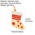 Golden stainless steel Christmas stocking charm with red and white enamel detailing - Christmas Sock (G16)