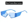 Futuristic Y2K rimless sunglasses featuring translucent blue frames and matching blue lenses - Blue Frame / Blue Lens