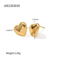 Polished gold heart stud earrings with beaded edges and minimalist metal finish - Gold