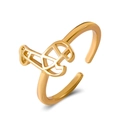 Golden open ring with dachshund dog silhouette cutout in a polished metallic finish - Dachshund Style (G-496)