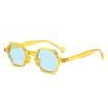 Hip hop polygon sunglasses with transparent yellow frame and light blue lenses - Transparent Yellow Frame Blue Lens