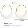 Franse minimalistische witte emaille oorringen van goudkleurig roestvrij staal - Wit Emaille Goud (EH493)