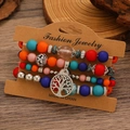 Ensemble de bracelets de perles bohèmes multicouches avec un charme arbre de vie - Multicolore (5053)