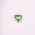 Green faceted heart crystal pendant with gold-plated copper edge for DIY jewelry making - Light Green