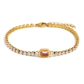 Bracciale tennis placcato oro 18K con zirconi 3mm e pietra centrale rosa taglio smeraldo - Oro Rosa