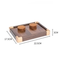 Walnut wood jewelry display tray with gold metal corners and brown velvet pillars - 2-Position Cylinder Support