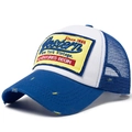 Cappello trucker vintage blu e bianco con toppa ricamata Western New York e rete - Regolabile / Blu