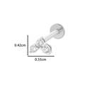 Silver stainless steel labret stud featuring a triangular cluster of three clear zircons - 6# Triangle Cluster Style - Silver